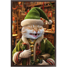 Load image into Gallery viewer, SANTA'S LITTLE HELPER - Christmas Elf Inspired Custom Pet Portrait Framed Satin Paper Print