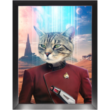 Load image into Gallery viewer, CAPTAIN DIGYARD - BEAMING DOWN - Star Trek Inspired Custom Pet Portrait Framed Satin Paper Print