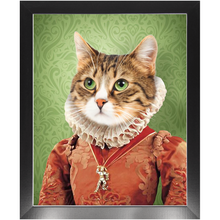 Load image into Gallery viewer, Lady Pluck - Renaissance Inspired Custom Pet Portrait Framed Satin Paper Print