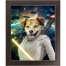 Load image into Gallery viewer, LIGHT REY IN SPACE - Rey Skywalker & Star Wars Inspired Custom Pet Portrait Framed Satin Paper Print