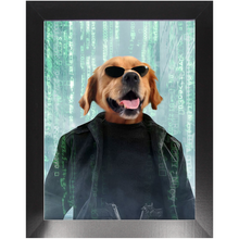 Load image into Gallery viewer, Neo Barksist - The Matrix Inspired Custom Pet Portrait Framed Satin Paper Print