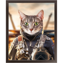 Load image into Gallery viewer, TOP FUN - Air Force Fighter Pilot Inspired Custom Pet Portrait Framed Satin Paper Print