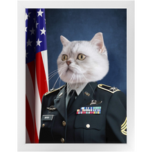 Load image into Gallery viewer, COMMANDEAR - Military Air Force Officer Inspired Custom Pet Portrait Framed Satin Paper Print
