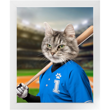 Load image into Gallery viewer, Hard Hitter - Baseball Player & Sports Inspired Custom Pet Portrait Framed Satin Paper Print