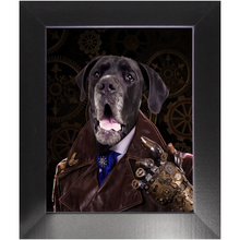 Load image into Gallery viewer, A Fist Of It - Steampunk, Victorian Era Inspired Custom Pet Portrait Framed Satin Paper Print