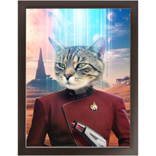 Load image into Gallery viewer, CAPTAIN DIGYARD - BEAMING DOWN - Star Trek Inspired Custom Pet Portrait Framed Satin Paper Print