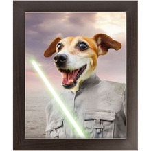 Load image into Gallery viewer, Fluke Carchaser - Jedi Luke Skywalker & Star Wars Inspired Custom Pet Portrait Framed Satin Paper Print