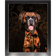 Load image into Gallery viewer, Like Clockwork - Steampunk, Victorian Era Inspired Custom Pet Portrait Framed Satin Paper Print