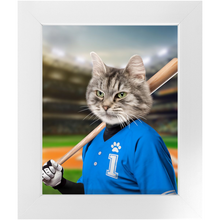 Load image into Gallery viewer, Hard Hitter - Baseball Player & Sports Inspired Custom Pet Portrait Framed Satin Paper Print