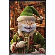Load image into Gallery viewer, SANTA'S LITTLE HELPER - Christmas Elf Inspired Custom Pet Portrait Framed Satin Paper Print