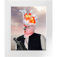 Load image into Gallery viewer, Ham Sosage - Hans Solo & Star Wars Inspired Custom Pet Portrait Framed Satin Paper Print