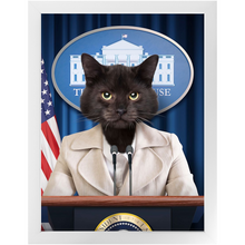 Load image into Gallery viewer, Axis Of Awesome - Cat as President Custom Pet Portrait Framed Satin Paper Print