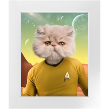 Load image into Gallery viewer, CAPTAIN QUIRK - Star Trek Inspired Custom Pet Portrait Framed Satin Paper Print