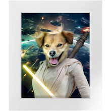 Load image into Gallery viewer, LIGHT REY IN SPACE - Rey Skywalker & Star Wars Inspired Custom Pet Portrait Framed Satin Paper Print