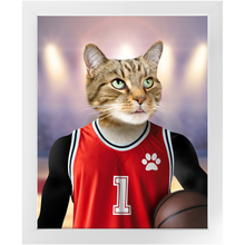 Load image into Gallery viewer, Hoopla- Basketball Player & Sports Inspired Custom Pet Portrait Framed Satin Paper Print