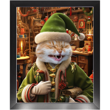 Load image into Gallery viewer, SANTA'S LITTLE HELPER - Christmas Elf Inspired Custom Pet Portrait Framed Satin Paper Print