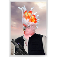 Load image into Gallery viewer, Ham Sosage - Hans Solo & Star Wars Inspired Custom Pet Portrait Framed Satin Paper Print