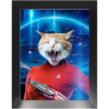 Load image into Gallery viewer, OH HOORAY IN SPACE - Star Trek Inspired Custom Pet Portrait Framed Satin Paper Print