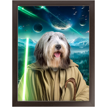 Load image into Gallery viewer, YO, DOG! IN SPACE - Yoda & Star Wars Inspired Custom Pet Portrait Framed Satin Paper Print