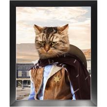 Load image into Gallery viewer, High Loon - Cowboys, Sheriff & Wild West Inspired Custom Pet Portrait Framed Satin Paper Print