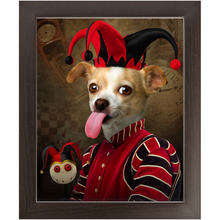 Load image into Gallery viewer, Jest Kidding - Jester, Clowns & Renaissance Inspired Custom Pet Portrait Framed Satin Paper Print