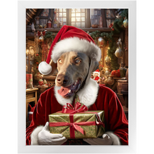 Load image into Gallery viewer, PANTA PAWS - Christmas, Santa & Elf Inspired Custom Pet Portrait Framed Satin Paper Print
