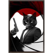 Load image into Gallery viewer, Licence To Chill - James Bond 007 Inspired Custom Pet Portrait Framed Satin Paper Print
