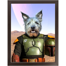 Load image into Gallery viewer, Bob & Fetch- Boba Fett & Star Wars Inspired Custom Pet Portrait Framed Satin Paper Print