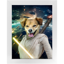 Load image into Gallery viewer, LIGHT REY IN SPACE - Rey Skywalker & Star Wars Inspired Custom Pet Portrait Framed Satin Paper Print
