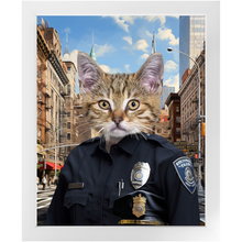 Load image into Gallery viewer, COP TO IT - Police Uniform Inspired Custom Pet Portrait Framed Satin Paper Print