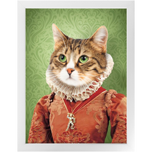 Load image into Gallery viewer, Lady Pluck - Renaissance Inspired Custom Pet Portrait Framed Satin Paper Print