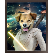 Load image into Gallery viewer, LIGHT REY IN SPACE - Rey Skywalker & Star Wars Inspired Custom Pet Portrait Framed Satin Paper Print