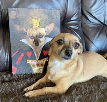 Load image into Gallery viewer, Teeny Queenie - The Queen of Hearts & Alice in Wonderland Inspired Custom Pet Portrait Canvas