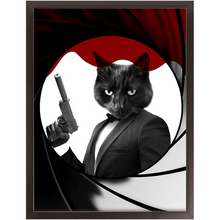 Load image into Gallery viewer, Licence To Chill - James Bond 007 Inspired Custom Pet Portrait Framed Satin Paper Print