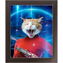 Load image into Gallery viewer, OH HOORAY IN SPACE - Star Trek Inspired Custom Pet Portrait Framed Satin Paper Print