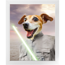 Load image into Gallery viewer, Fluke Carchaser - Jedi Luke Skywalker & Star Wars Inspired Custom Pet Portrait Framed Satin Paper Print