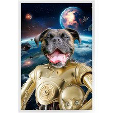 Load image into Gallery viewer, C.3.P.NO IN SPACE - C.3.P.O. & Star Wars Inspired Custom Pet Portrait Framed Satin Paper Print
