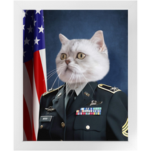 Load image into Gallery viewer, COMMANDEAR - Military Air Force Officer Inspired Custom Pet Portrait Framed Satin Paper Print