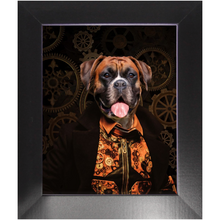 Load image into Gallery viewer, Like Clockwork - Steampunk, Victorian Era Inspired Custom Pet Portrait Framed Satin Paper Print