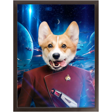 Load image into Gallery viewer, CAPTAIN DIGYARD IN SPACE - Star Trek Inspired Custom Pet Portrait Framed Satin Paper Print