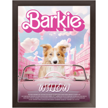 Load image into Gallery viewer, Barkie Movie Poster - Barbie Inspired Custom Pet Portrait Framed Satin Paper Print