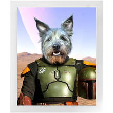 Load image into Gallery viewer, Bob & Fetch- Boba Fett & Star Wars Inspired Custom Pet Portrait Framed Satin Paper Print