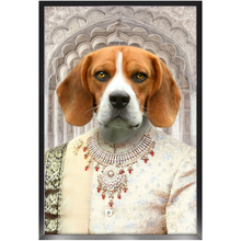 Load image into Gallery viewer, Raj Mahal - Royal Indian Prince Inspired Custom Pet Portrait Framed Satin Paper Print