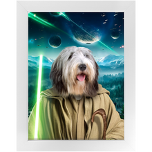Load image into Gallery viewer, YO, DOG! IN SPACE - Yoda & Star Wars Inspired Custom Pet Portrait Framed Satin Paper Print