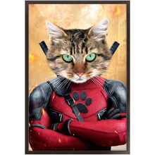 Load image into Gallery viewer, Dead Cool - Dead Pool Superhero Inspired Custom Pet Portrait Framed Satin Paper Print