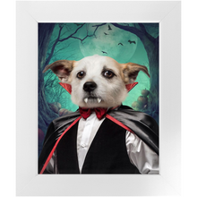 Load image into Gallery viewer, Count Meowt - Count Dracula Inspired Custom Pet Portrait Framed Satin Paper Print