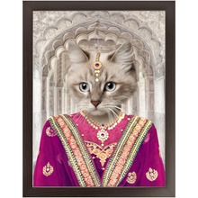 Load image into Gallery viewer, Devilicious - Royal Indian Princess Inspired Custom Pet Portrait Framed Satin Paper Print