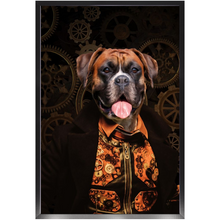 Load image into Gallery viewer, Like Clockwork - Steampunk, Victorian Era Inspired Custom Pet Portrait Framed Satin Paper Print