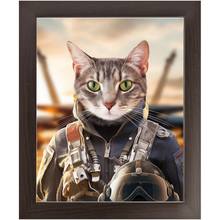 Load image into Gallery viewer, TOP FUN - Air Force Fighter Pilot Inspired Custom Pet Portrait Framed Satin Paper Print