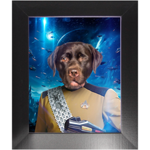 Load image into Gallery viewer, LIEUTENANT WOOF IN SPACE - Star Trek Inspired Custom Pet Portrait Framed Satin Paper Print